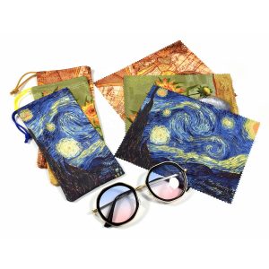 East sunshine Fashion design oil painting printing glasses pouch sunglasses packaging pouch bag with microfiber clean cloth