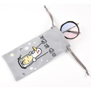 High Quality Microfiber Drawstring Sunglass Bag Eyeglasses pouch Fabric Smooth Surface Soft Glasses Bag with Custom Logo