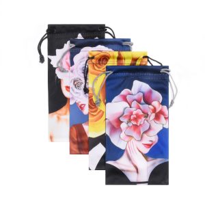 Luxury fabric glasses pouch microfiber transfer printed portable customized eyeglasses bag for women