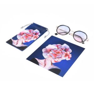 Luxury fabric glasses pouch microfiber transfer printed portable customized eyeglasses bag for women