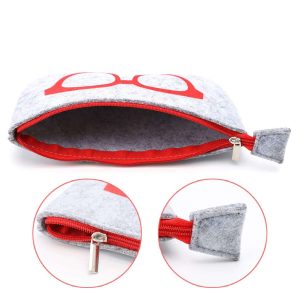 Portable Eyeglasses Bag Case Soft Felt Zipper Glasses Purse Bag Makeup Storage Pouch