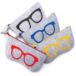 Portable Eyeglasses Bag Case Soft Felt Zipper Glasses Purse Bag Makeup Storage Pouch