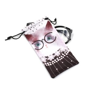 Wholesale Cute animal design eyeglasses pouch double drawstring sunglasses bag