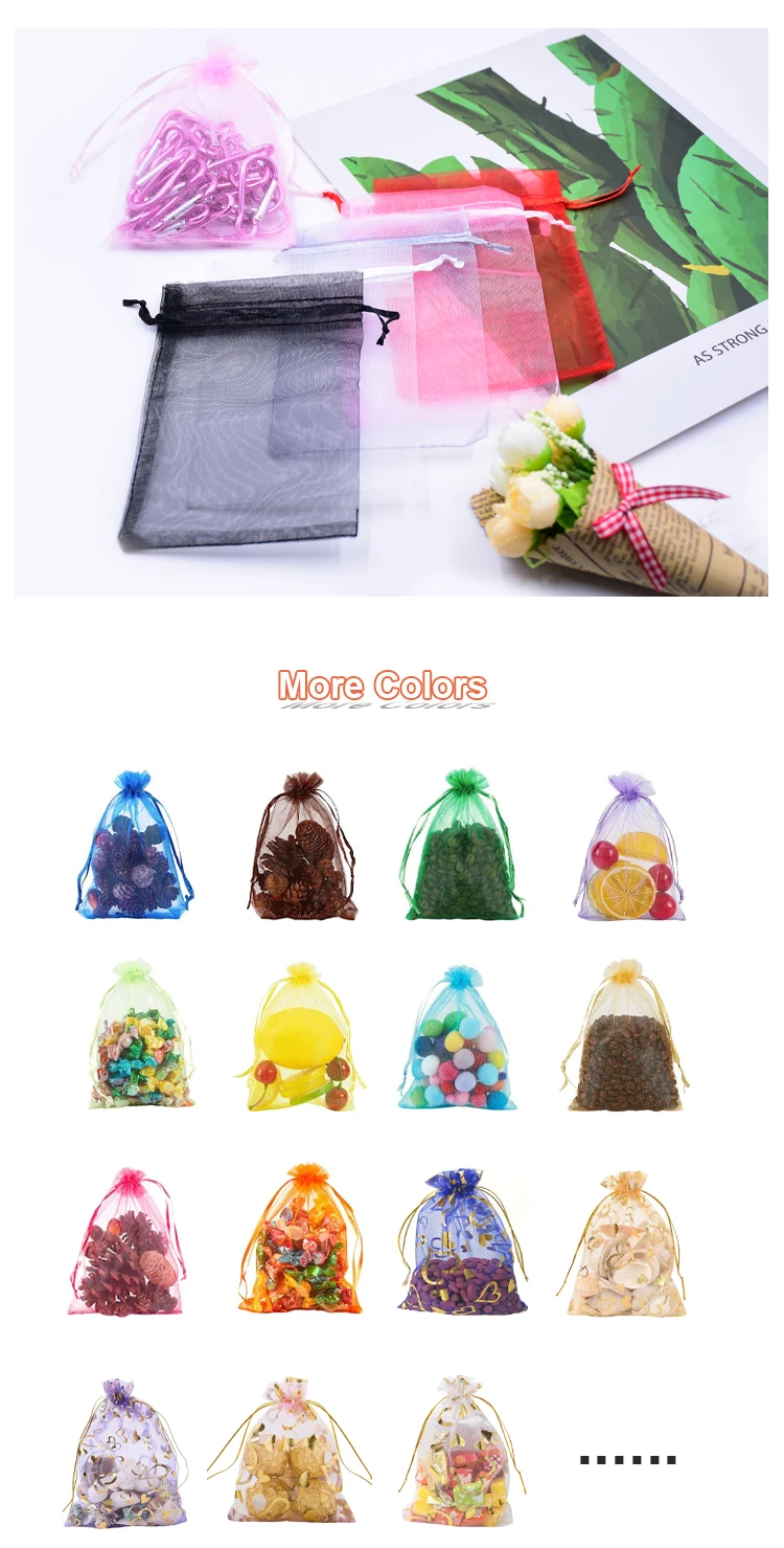 Mixed Colors Organza Drawstring Jewelry Carrying Pouches Wedding Party Christmas Favor Gift Bags