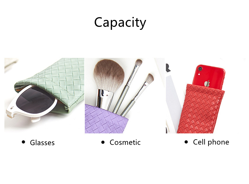 Fashion Weave Pattern Sunglasses Bag PU Leather Glasses Case Pouch Portable Custom Color Phone Storage Bag