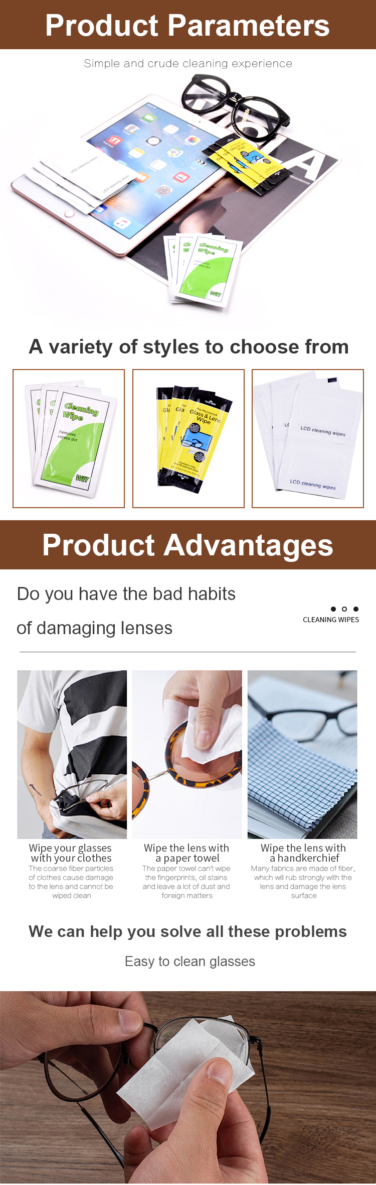 East sunshine Portable Eyeglasses Lens Cleaning Wet tissues glasses clean wipes phone screen clean tissues