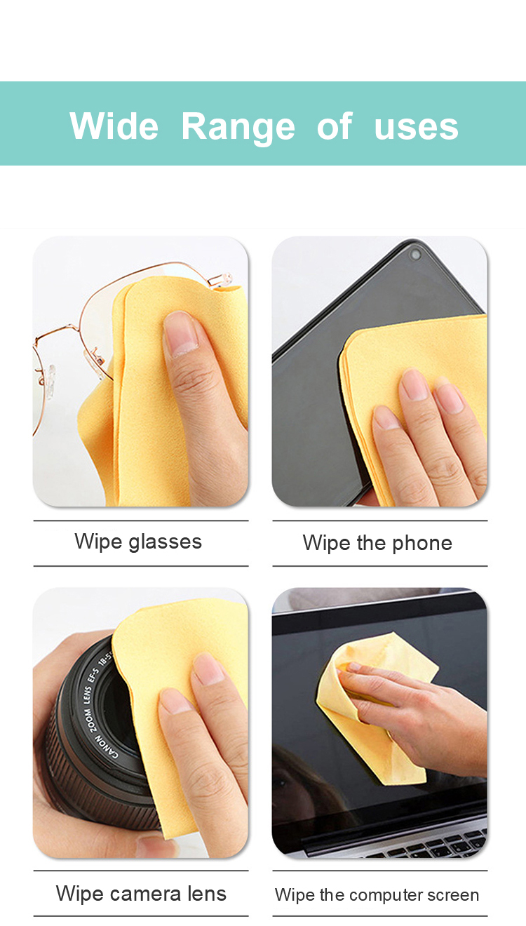 Simple style felt hot stamping microfiber lens cleaning fabric cloth for glasses