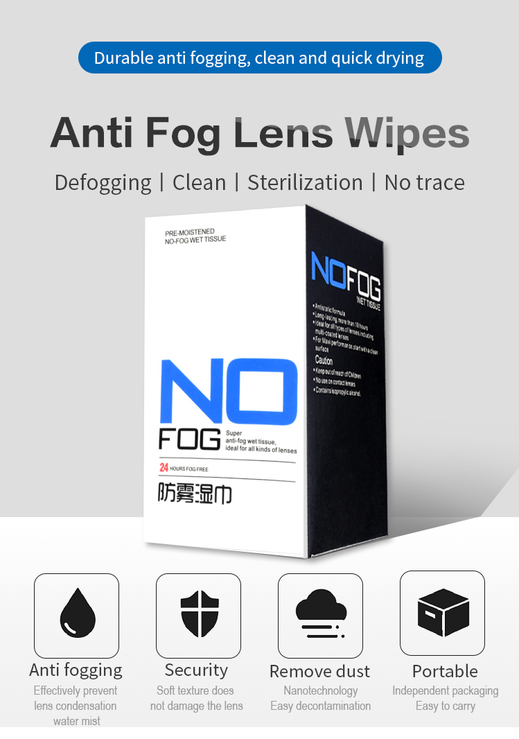 East sunshine High End Anti Fog Glasses Lens clean Wipe wet tissues Disposable Antifog Wet Wipes Eyeglasses with SDS
