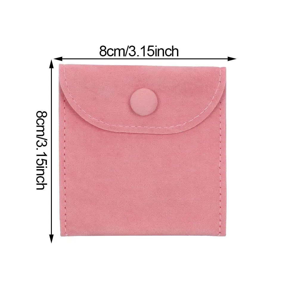 Custom Logo microfiber leather envelope Jewelry Bag snap button Necklace jewel packaging Pouch Gift Bag