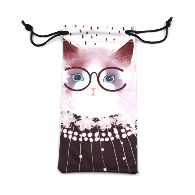 Wholesale Cute animal design eyeglasses pouch double drawstring sunglasses bag