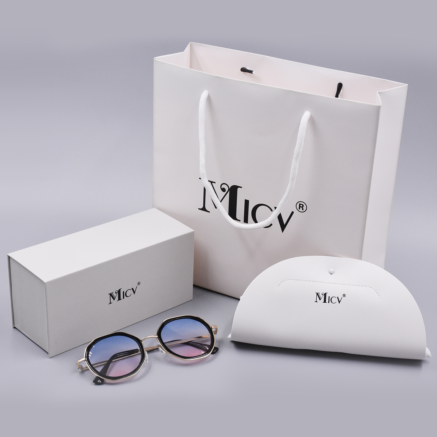 PU Leather Sunglasses Case Set White Custom Logo Glasses Paper Box Glasses Protector Tote Bag Eyeglasses Bag